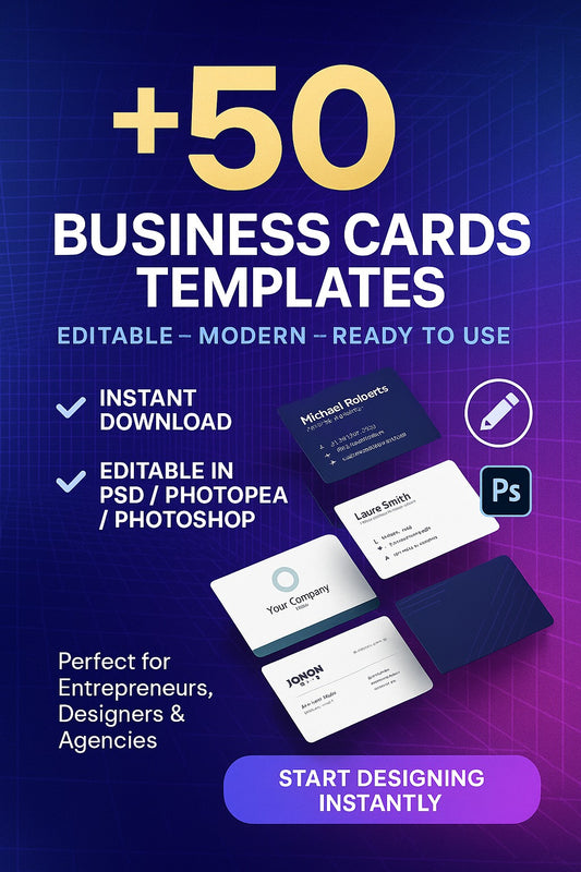+50 Digital Editable Business Cards PSD
